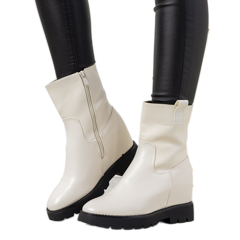 Botas femininas brancas no salto em cunha New Goldies branco