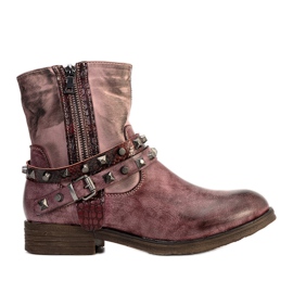 Botas red Elffie cravejadas de tornozelo clarete marrom