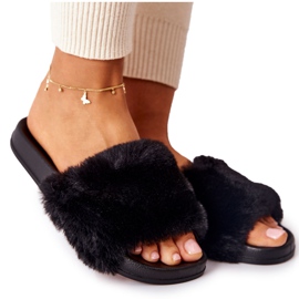 PH1 Chinelos em forma de borracha com pele preta Emmie preto