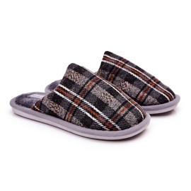 WJ1 Sussurro de chinelos xadrez cinza quente masculino marrom