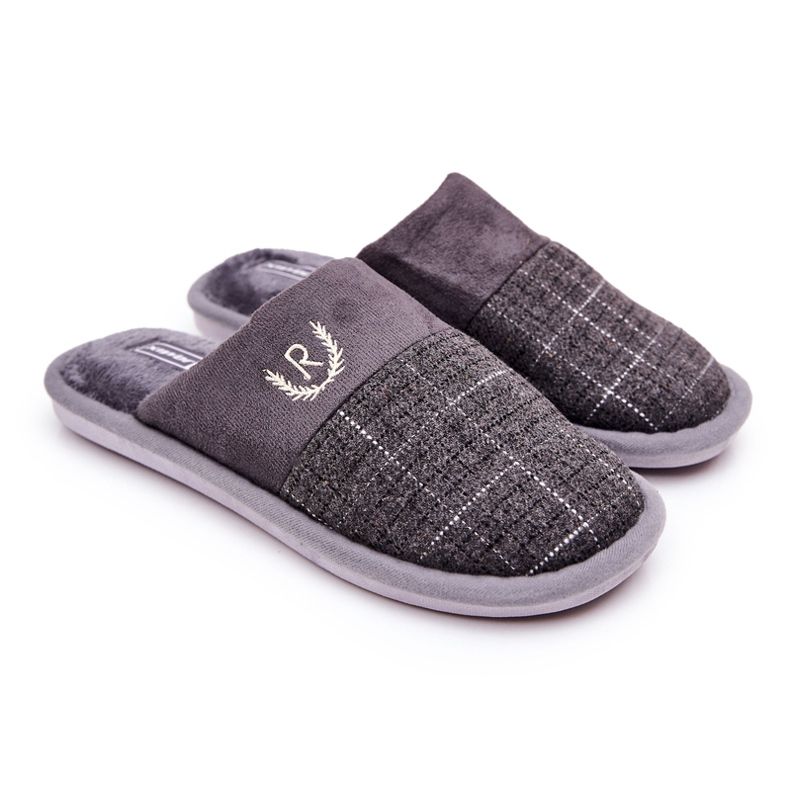 WJ1 Chinelos xadrez cinza quente