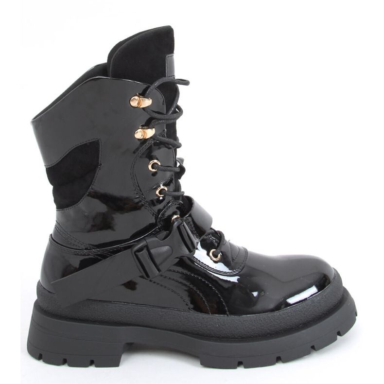 Botas militares Jens Black envernizadas preto