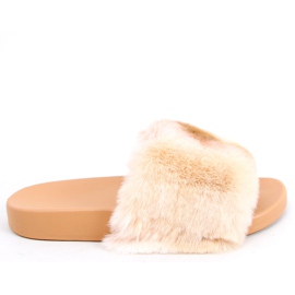 Chinelos de pele ombre Emy Camel bege marrom