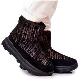 PE1 Botas de neve quente com estampa preta de Freesia preto