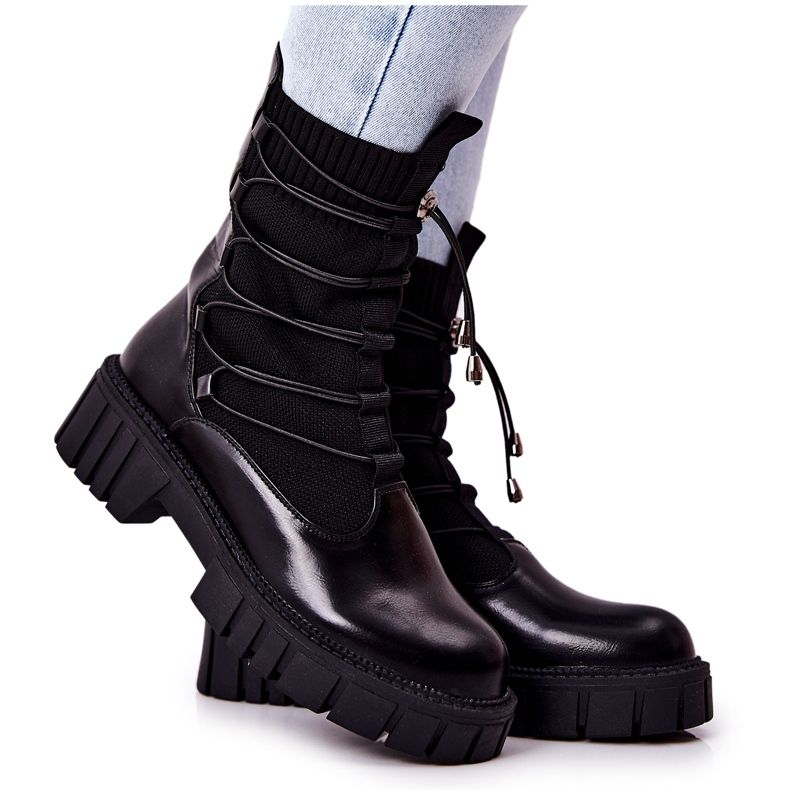 PL4 Botas de trabalhador pretas Connor com meia preto