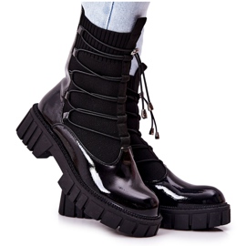 PL4 Trabalhadores de botas lacadas com uma meia preta Connor preto PL4 Trabalhadores de botas lacadas com uma meia preta Connor preto