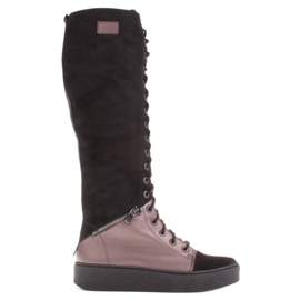 Marco Shoes Botas de amarrar com zíperes decorativos marrom preto