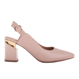 Marco Shoes Sapatilhas bege com aplicação de salto dourada rosa