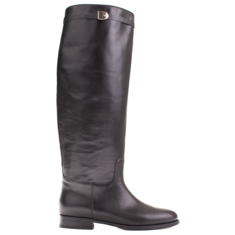 Marco Shoes Botas de couro para uma panturrilha larga preto