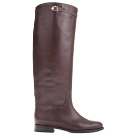 Marco Shoes Botas de couro para uma panturrilha larga castanho