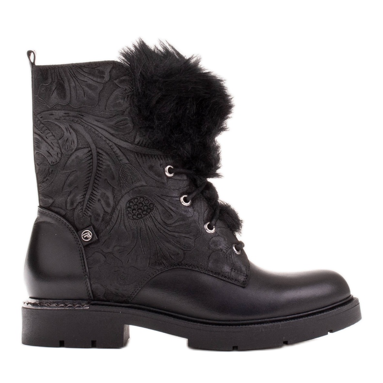 Marco Shoes Botas em couro e pele com relevo preto