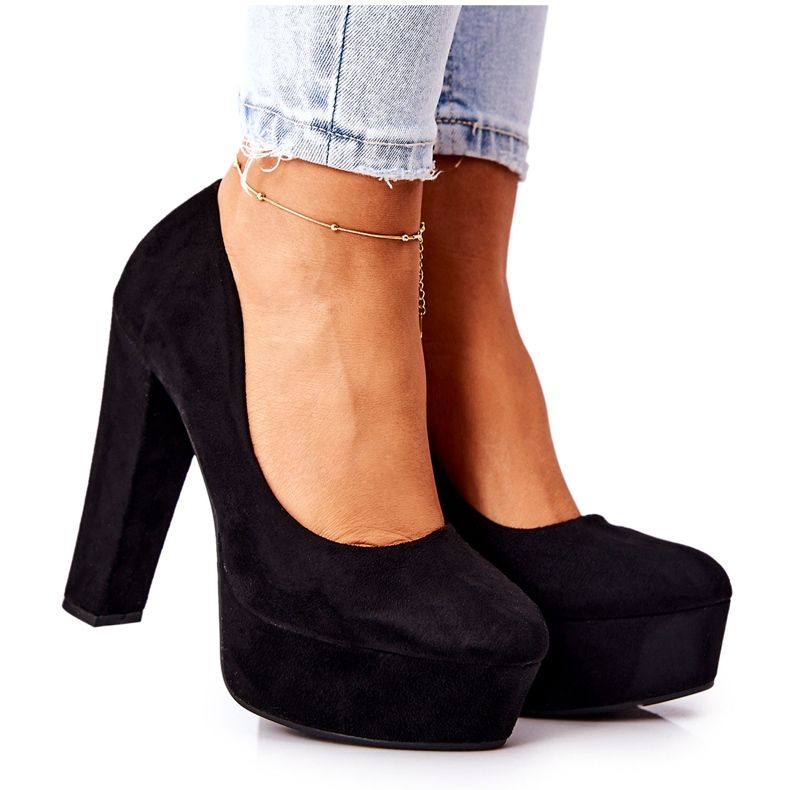 WS1 Bombas de camurça na plataforma preta Bemiso preto