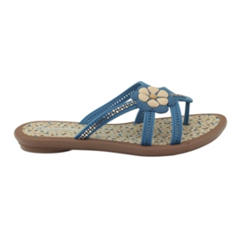 Rider azul Flip flops calçados infantis com uma flor para a água Grendha