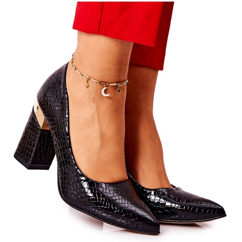 Lewski Shoes Bombas de couro Lewski Snake 3117 preto