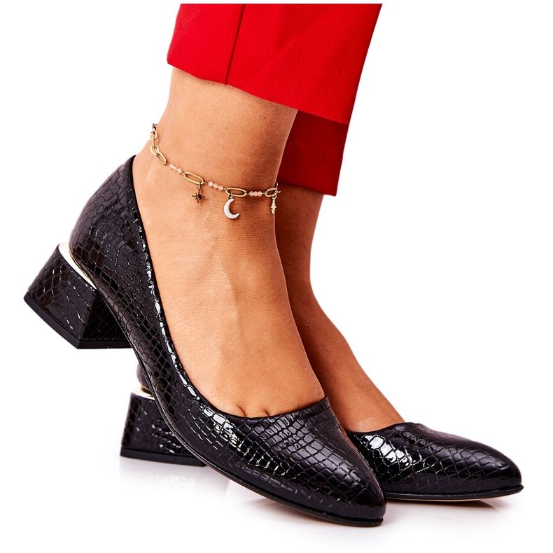 Lewski Shoes Bombas de couro de cobra Lewski 3118 preto