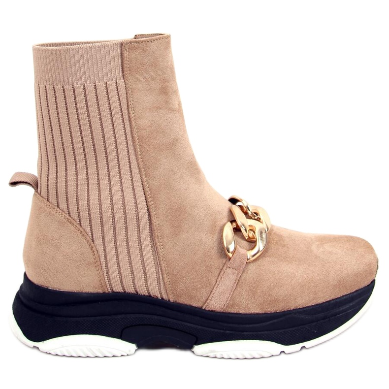 Botins de meia com corrente Simma LT.KHAKI bege