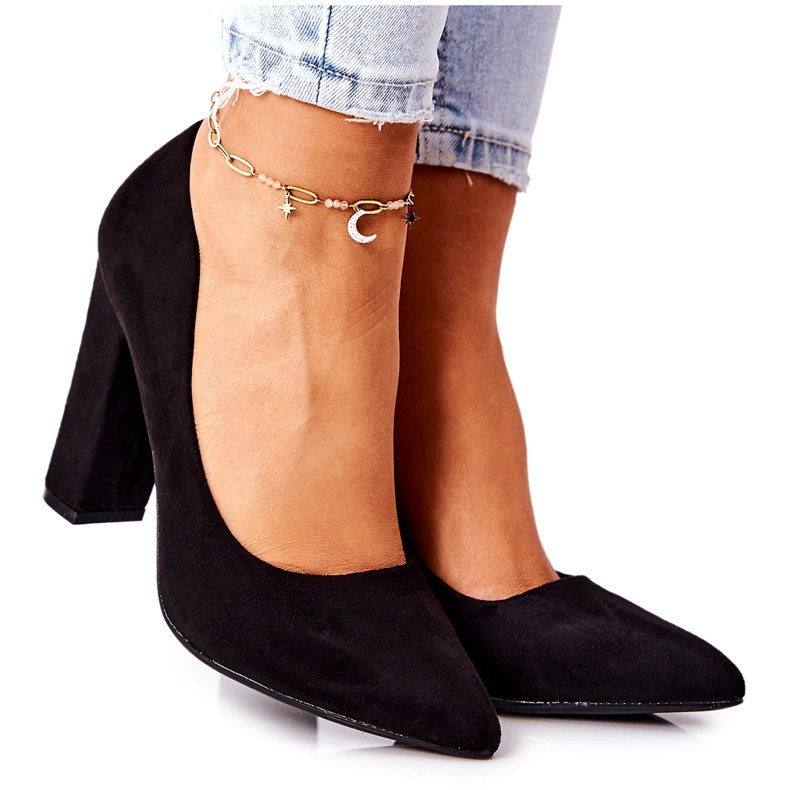 WS1 Bombas de camurça em barra preta Valoris preto