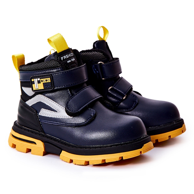 PJ2 Botas Quentes Infantis Com Velcro Azul Marinho Fruzio PJ2 Botas Quentes Infantis Com Velcro Azul Marinho Fruzio