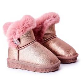 Botas Quentes de Neve Com Bessie De Pele Rosa