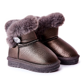 Botas Quentes de Neve Com Bessie De Pele Cinza preto