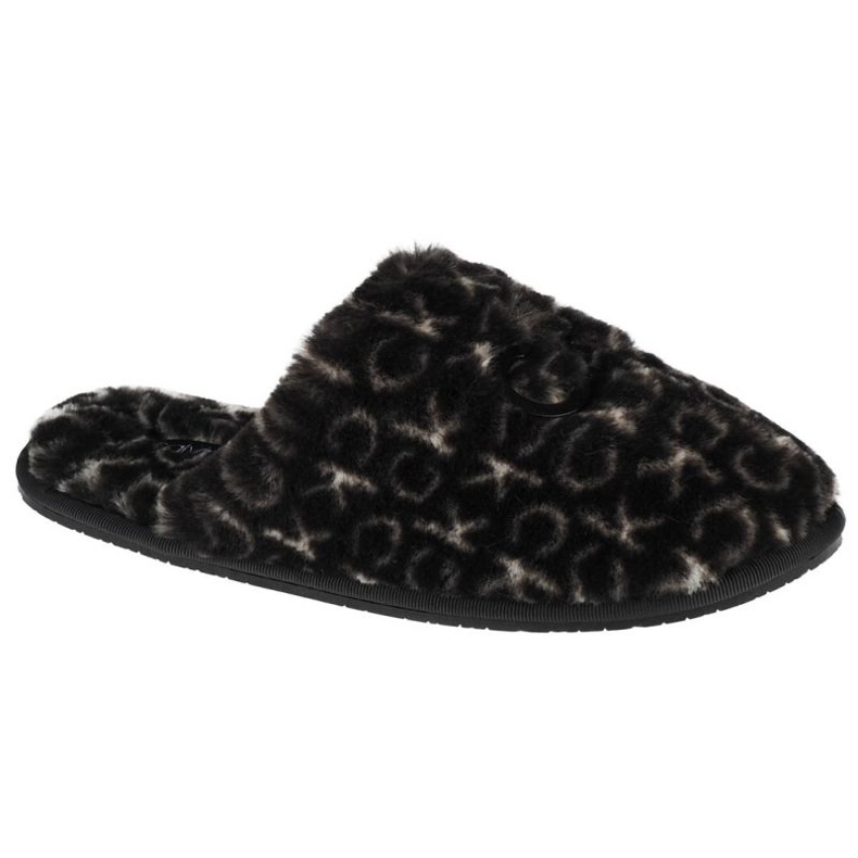 Chinelos Calvin Klein Slipper Mule Fur Mono HW0HW00536-0GK preto