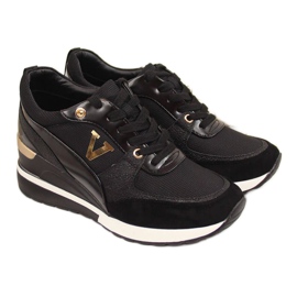 Tênis cunha Potocki W WM747A preto dourado