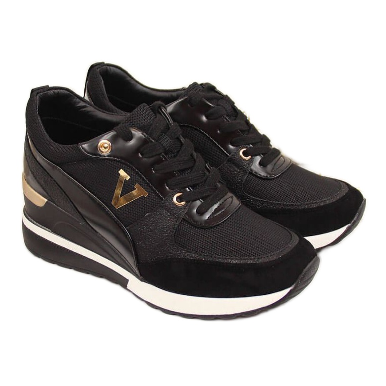 Tênis cunha Potocki W WM747A preto dourado