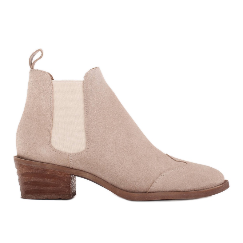 Marco Shoes Botas Chelsea com salto alto de camurça natural bege