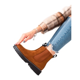 Ideal Shoes Botins de plataforma de camurça marrom