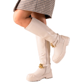 Diamantique Botas com enfeite de moda bege