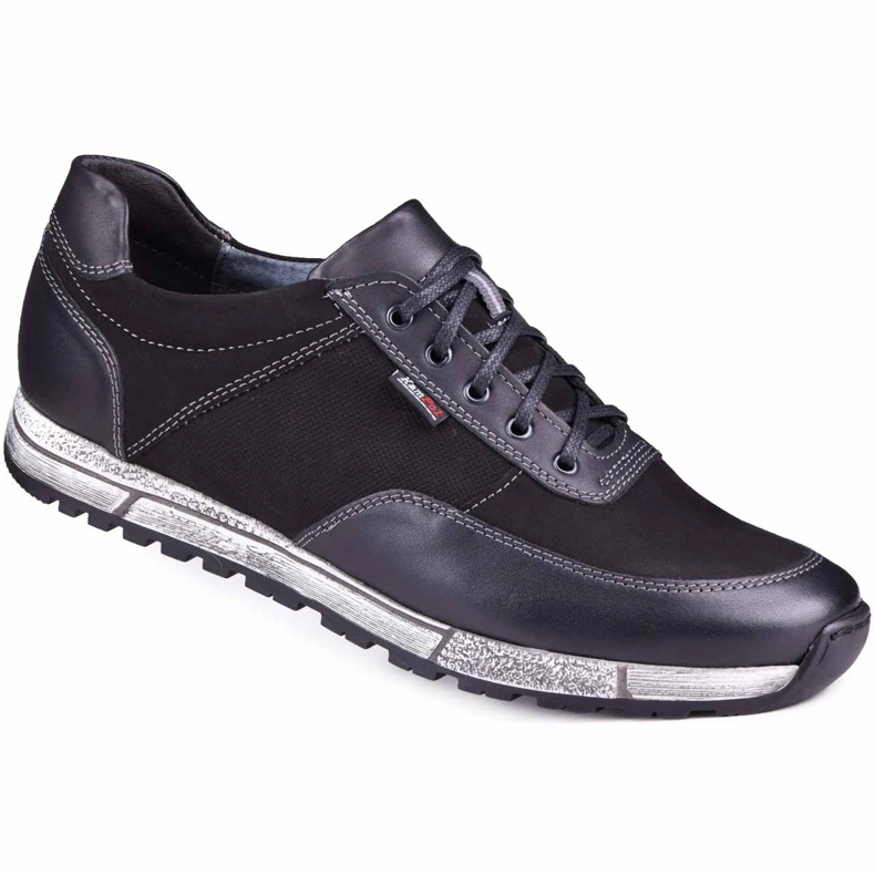 Kampol Sapatos casuais masculinos de couro 31/3 pretos