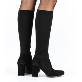 Exquisite Botas femininas de salto alto 1271 pretas preto Exquisite Botas femininas de salto alto 1271 pretas preto