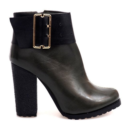 Botas elegantes com fivela em poste 1742 Khaki preto cáqui
