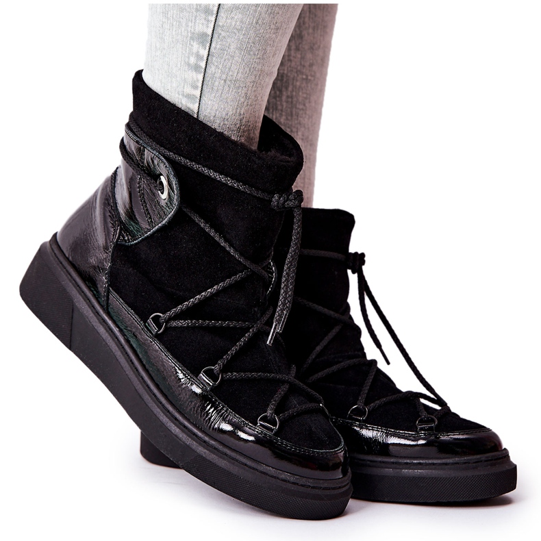 PF1 Botas de camurça quente para neve Black Clarem preto