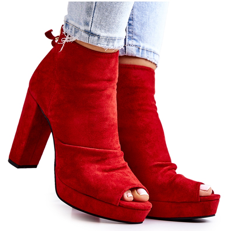 WS1 Botas em um bar aberto Toes Red Adore vermelho WS1 Botas em um bar aberto Toes Red Adore vermelho