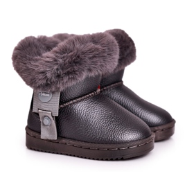 Apawwa Botas de neve infantis quentes com pele cinza Marella