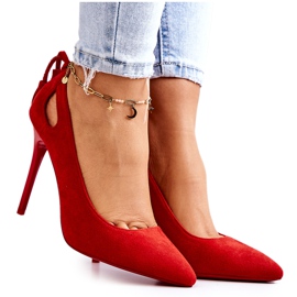 PS1 Stilettos femininos de camurça com Spitz Red Leven vermelho