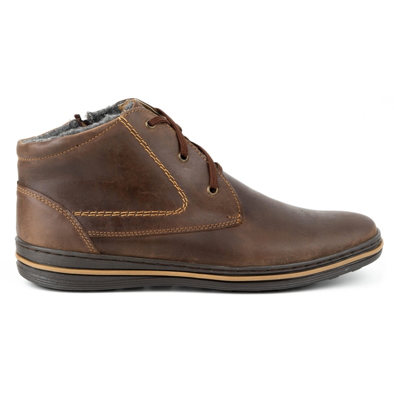 Polbut Sapatos de couro masculinos de inverno 339 marrom castanho