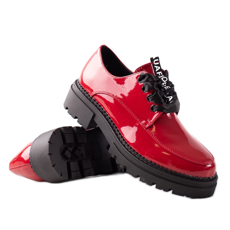 La.Fi sapatos de moda com cadarço vermelho