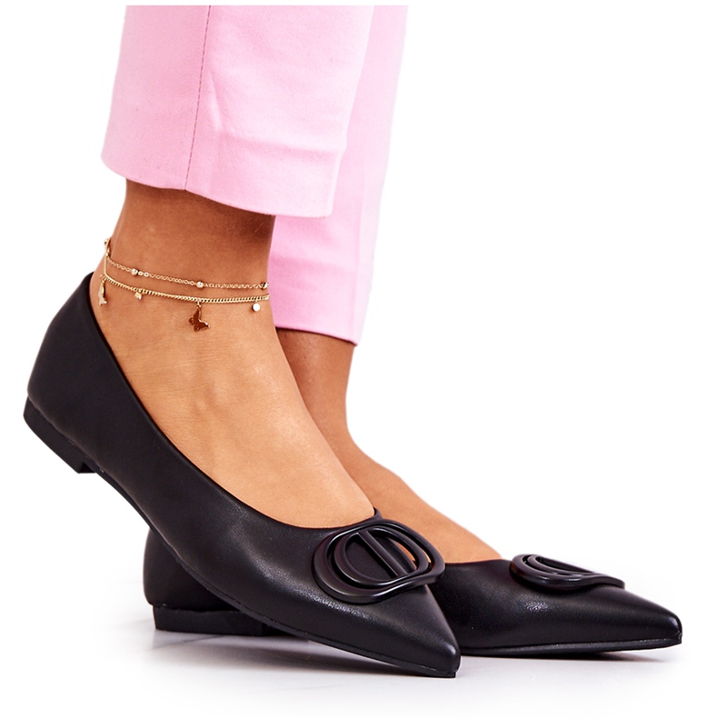 PS1 Bailarinas de couro em Spitz preto Rachelle