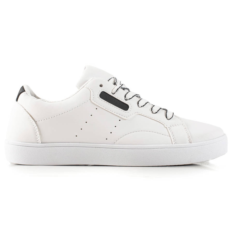 TRENDI Sapatos esportivos leves feitos de couro ecológico branco preto