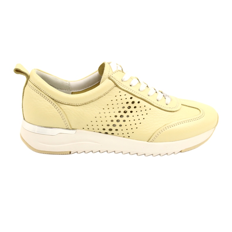 Sapatos femininos de couro a céu aberto Caprice 23500-28 655 amarelo