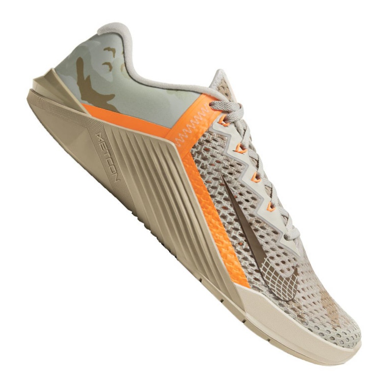 Tênis de treino Nike Metcon 6 M CK9388 028 bege laranja