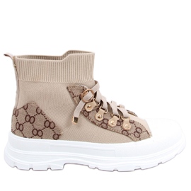 Reta Khaki Tênis com meia bege marrom