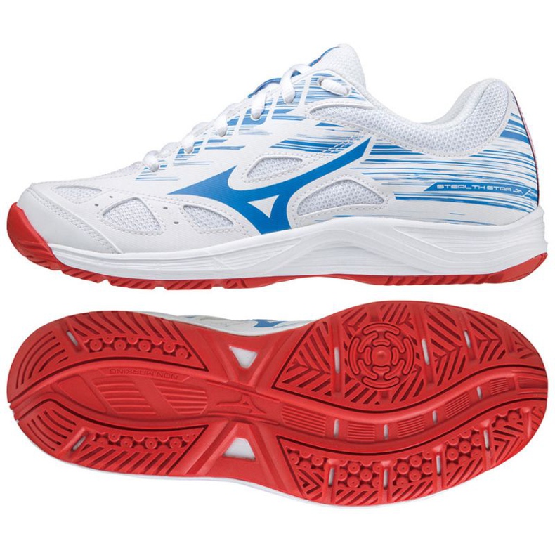 Tênis de handebol Mizuno Stealth Star Jr.X1GC210725 branco azul