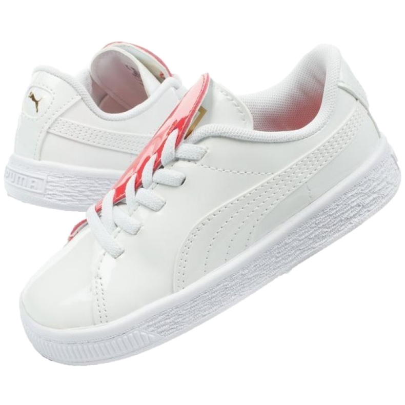 Puma Basket Crush Patent Sapatos de bebê 369676 01 branco