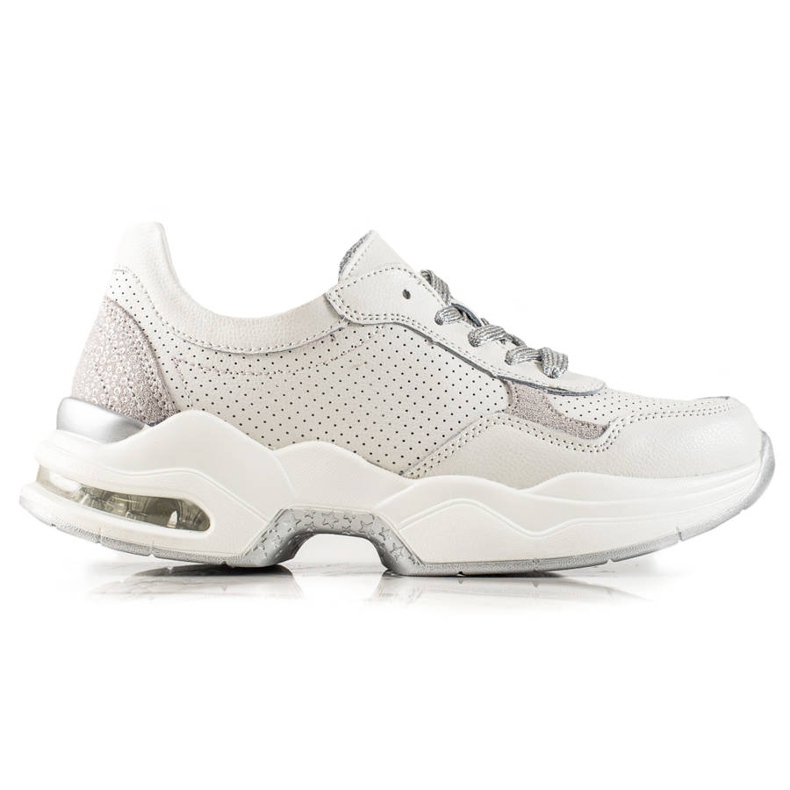 Goodin Tênis de couro a céu aberto branco prata