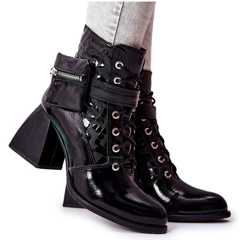 PF1 Botas de couro com rim Cannie preto PF1 Botas de couro com rim Cannie preto
