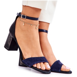 PA2 Sandálias de couro em uma barra preta e azul marinho Lorene preto azul-marinho