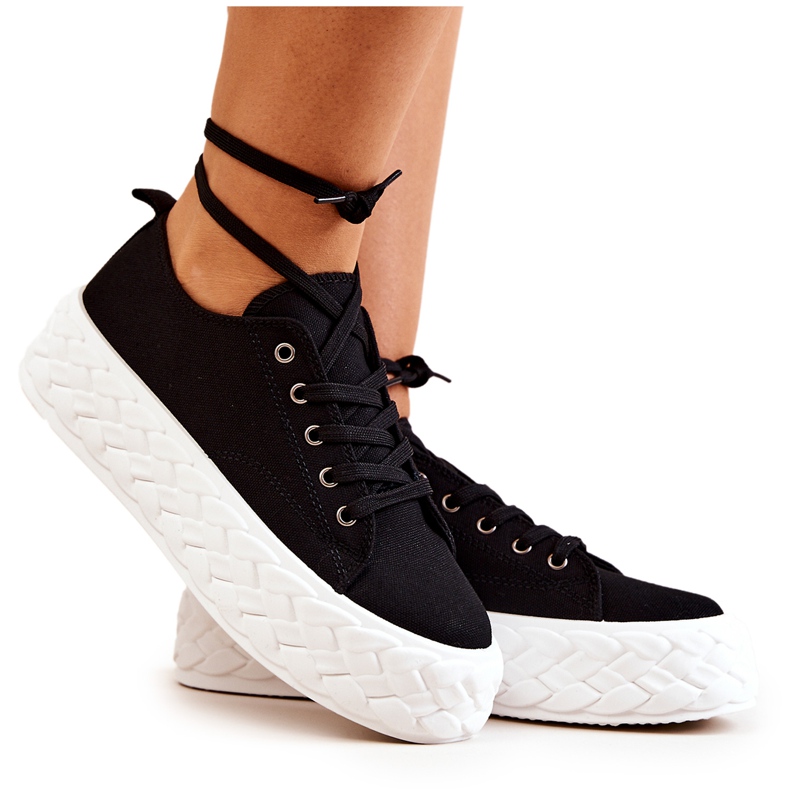 PS1 Tênis em uma enorme plataforma Suzane preto e branco